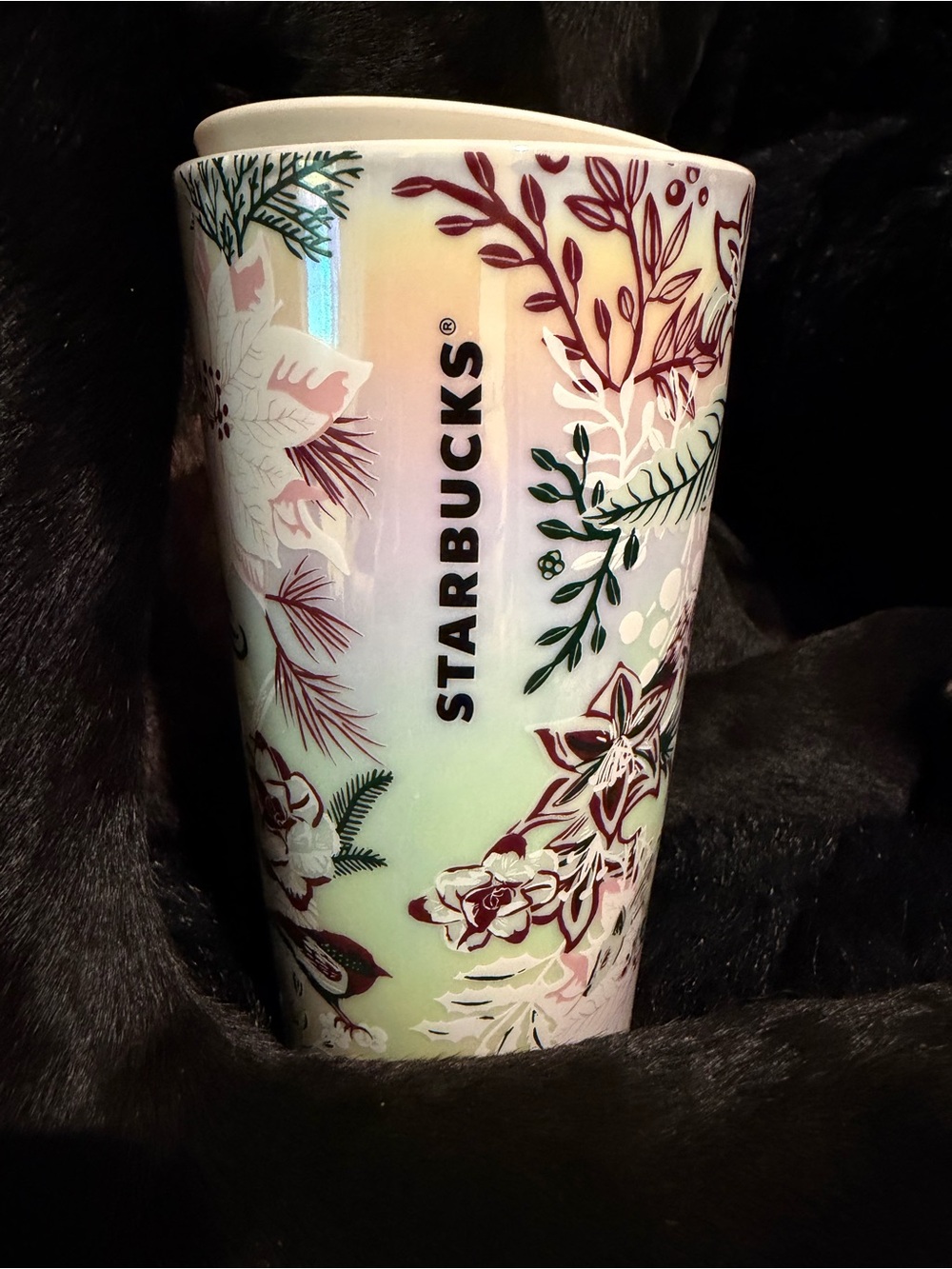 Starbucks Iridescent Floral Ceramic Tumbler in Green, Pink, Burgundy
